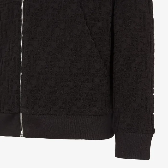 Fendi Sweatshirts Sweatshirt Black FF Terry Sweatshirt 8211 Men