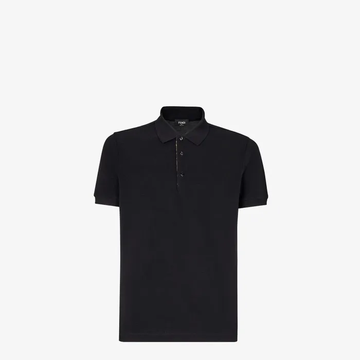 Fendi Tshirts and Polos Polo Shirt Black Piqu Polo Shirt 8211 Men