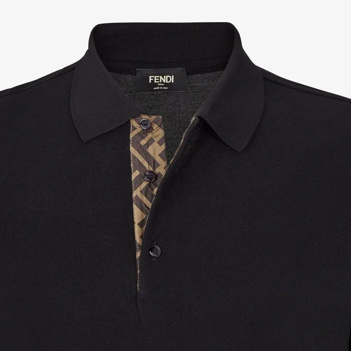 Fendi Tshirts and Polos Polo Shirt Black Piqu Polo Shirt 8211 Men