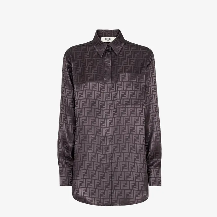 Fendi Tops and Shirts Shirt Dark Purple FF Silk Shirt 8211 Women
