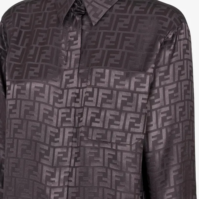 Fendi Tops and Shirts Shirt Dark Purple FF Silk Shirt 8211 Women