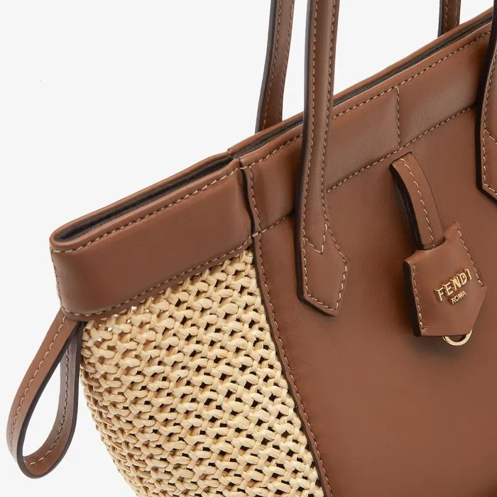 Fendi Tote Bags Fendi Origami Mini Brown Leather And Woven Fabric Mini Bag That Can Be Transformed 8211 Women