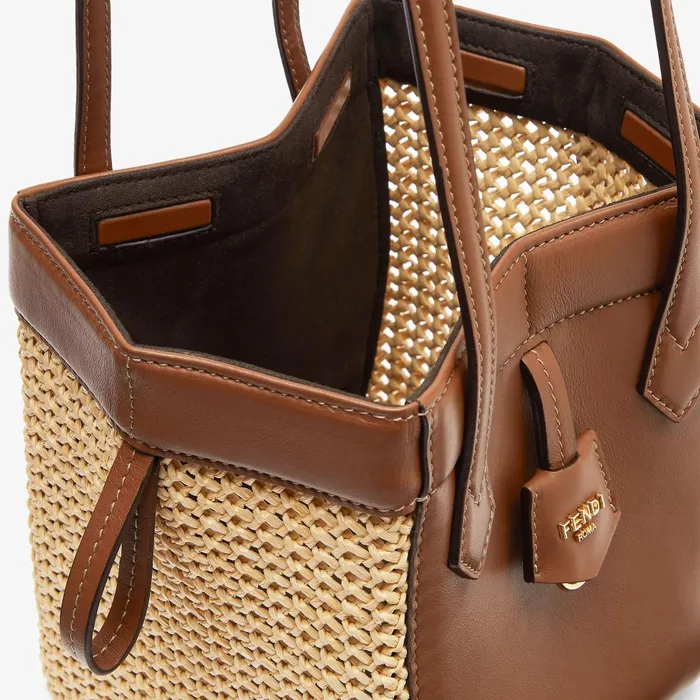 Fendi Tote Bags Fendi Origami Mini Brown Leather And Woven Fabric Mini Bag That Can Be Transformed 8211 Women