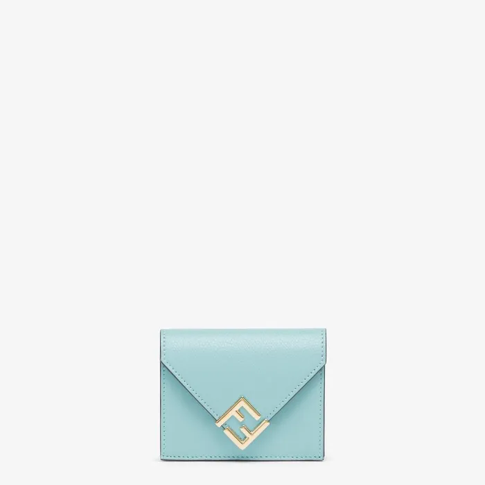 Fendi Wallets FF Diamonds Wallet Light Blue Leather Wallet 8211 Women