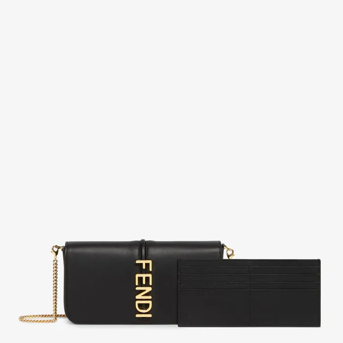 Fendi Wallets On Chain Fendigraphy Wallet On Chain Black Leather Wallet 8211 Women