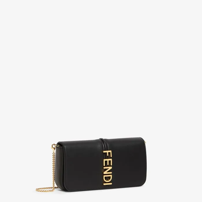 Fendi Wallets On Chain Fendigraphy Wallet On Chain Black Leather Wallet 8211 Women