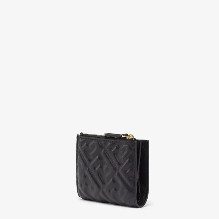 Fendi Wallets Slim Baguette Wallet Small Black Nappa Leather Wallet With FF Motif 8211 Women