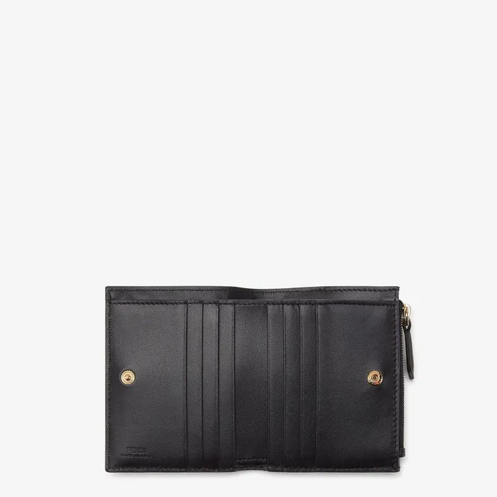 Fendi Wallets Slim Baguette Wallet Small Black Nappa Leather Wallet With FF Motif 8211 Women