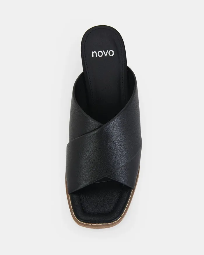 FEYRAH BLACK Open Toe Heels Party NOVO Shoes Women