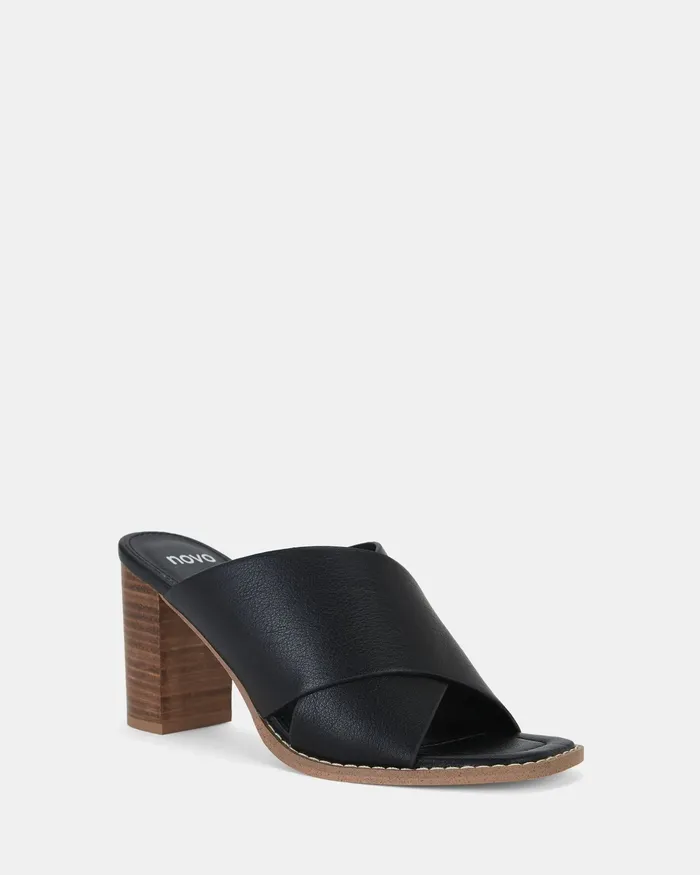 FEYRAH BLACK Open Toe Heels Party NOVO Shoes Women