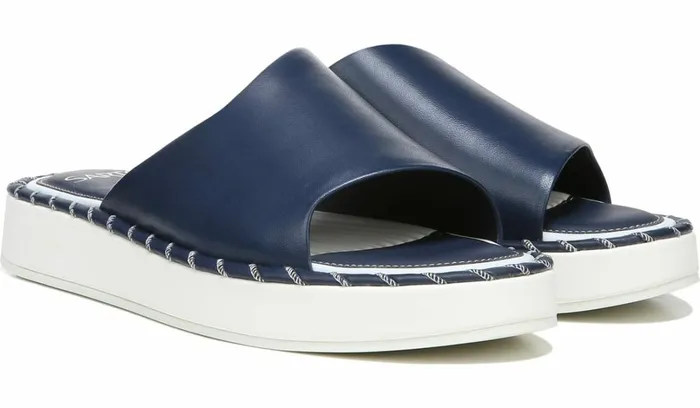 Flat Sandals Women Franco Sarto Sarto Zoe Slide Sandal Navy Leather
