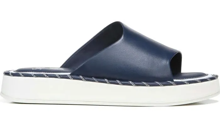 Flat Sandals Women Franco Sarto Sarto Zoe Slide Sandal Navy Leather