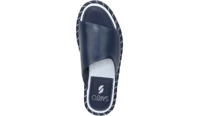 Flat Sandals Women Franco Sarto Sarto Zoe Slide Sandal Navy Leather