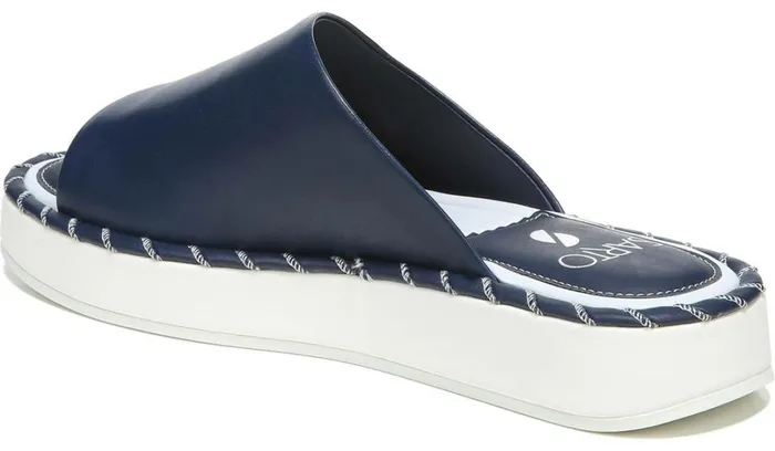 Flat Sandals Women Franco Sarto Sarto Zoe Slide Sandal Navy Leather