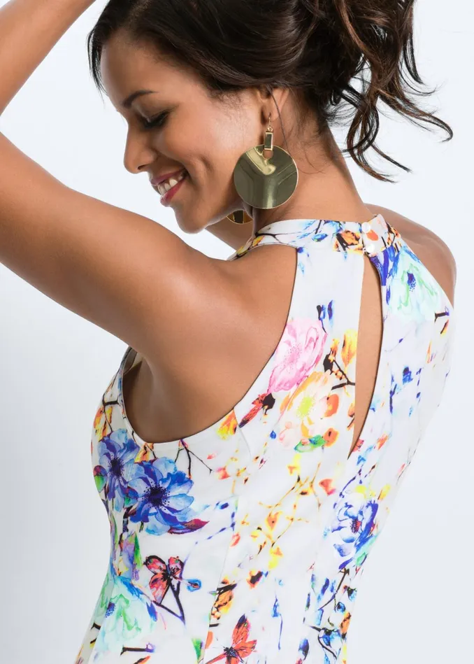 FLORAL BODYCON DRESS White Multi Women VENUS Midi Dresses