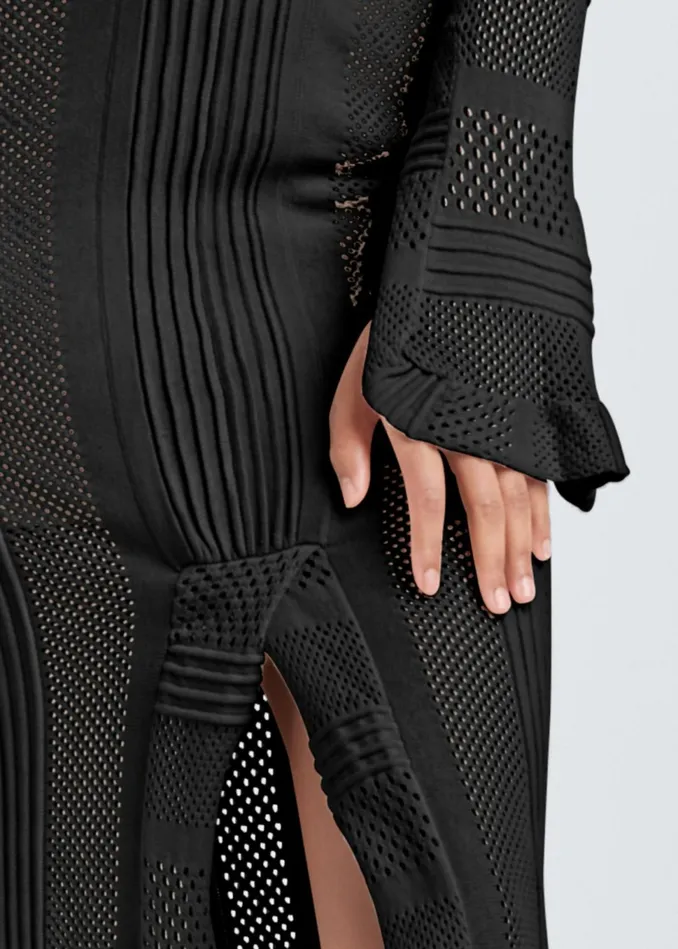 FLOUNCE SLEEVE SWEATER DRESS Black Women VENUS Sweater Dresses
