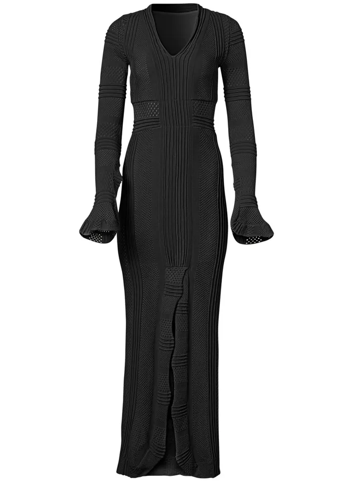 FLOUNCE SLEEVE SWEATER DRESS Black Women VENUS Sweater Dresses