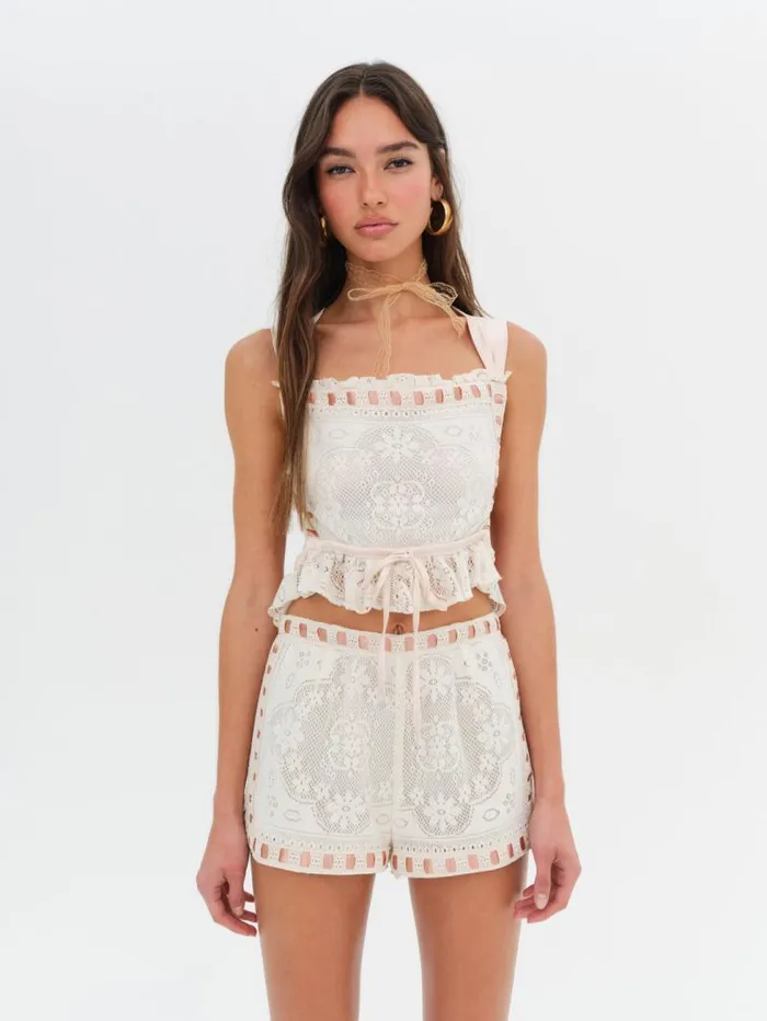 For Love and Lemons Bottoms Charlotte Lace Short Beige 8211 Women For Love and Lemons Bottoms Charlotte Lace Short Beige 8211 Women