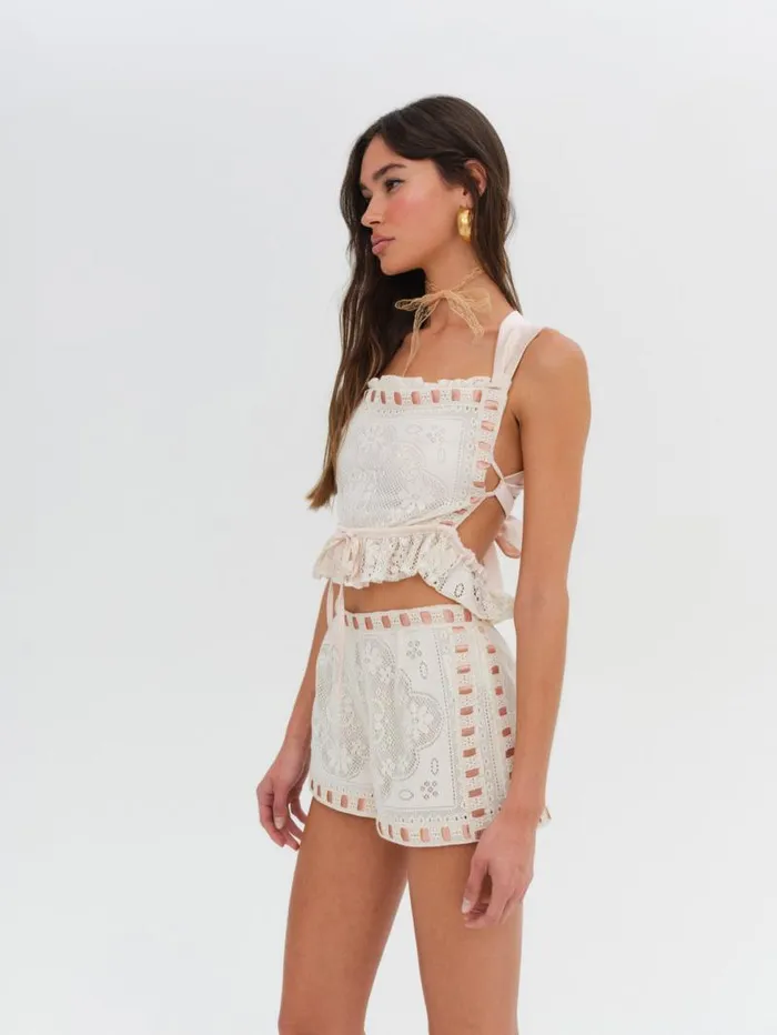 For Love and Lemons Bottoms Charlotte Lace Short Beige 8211 Women For Love and Lemons Bottoms Charlotte Lace Short Beige 8211 Women