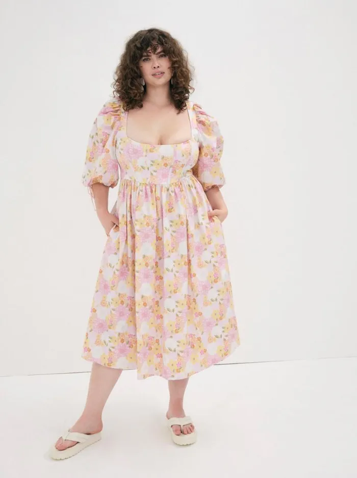For Love and Lemons Dresses Carrie Midi Dress Pink 8211 Women For Love and Lemons Dresses Carrie Midi Dress Pink 8211 Women