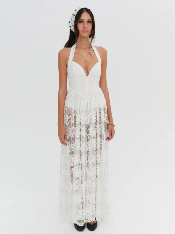 For Love and Lemons Dresses Sonnet Lace Maxi Dress White 8211 Women