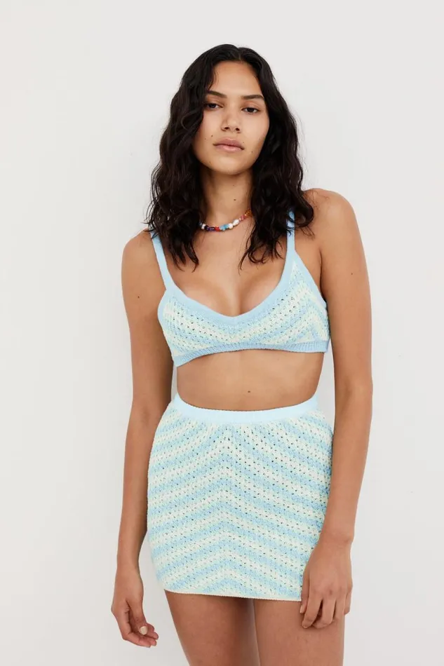 For Love and Lemons Knitwear Corinna Mini Skirt Blue 8211 Women