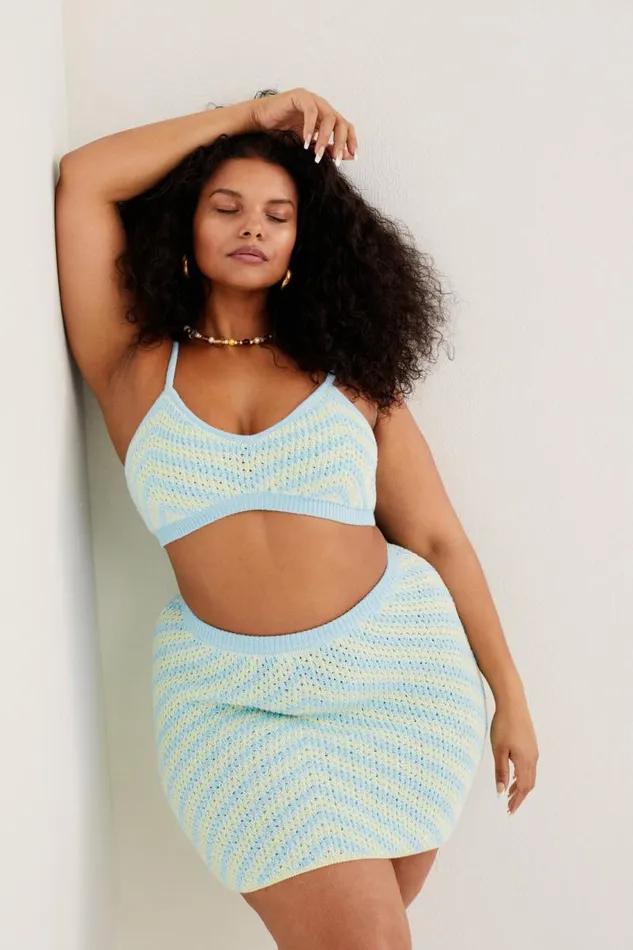 For Love and Lemons Knitwear Corinna Mini Skirt Blue 8211 Women For Love and Lemons Knitwear Corinna Mini Skirt Blue 8211 Women
