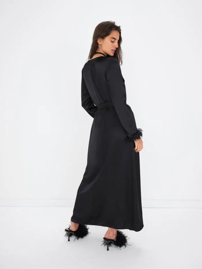 For Love and Lemons Lingerie Floral Trim Robe Black 8211 Women For Love and Lemons Lingerie Floral Trim Robe Black 8211 Women