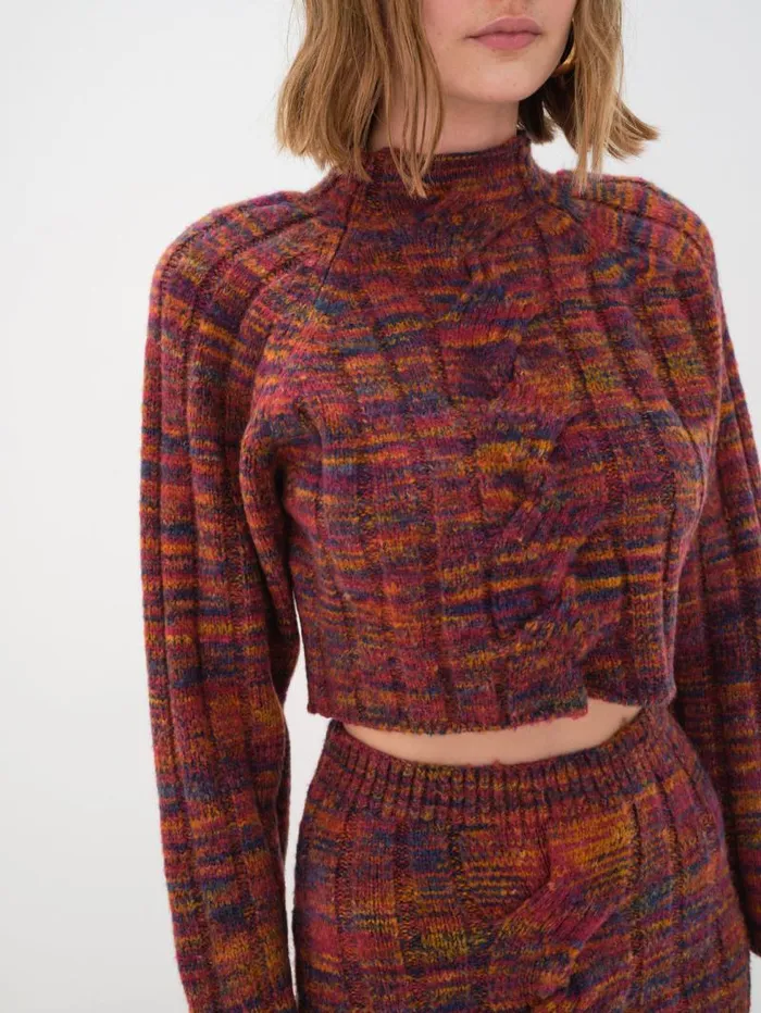 For Love and Lemons Tops Ruby Cropped Turtleneck Brown 8211 Women