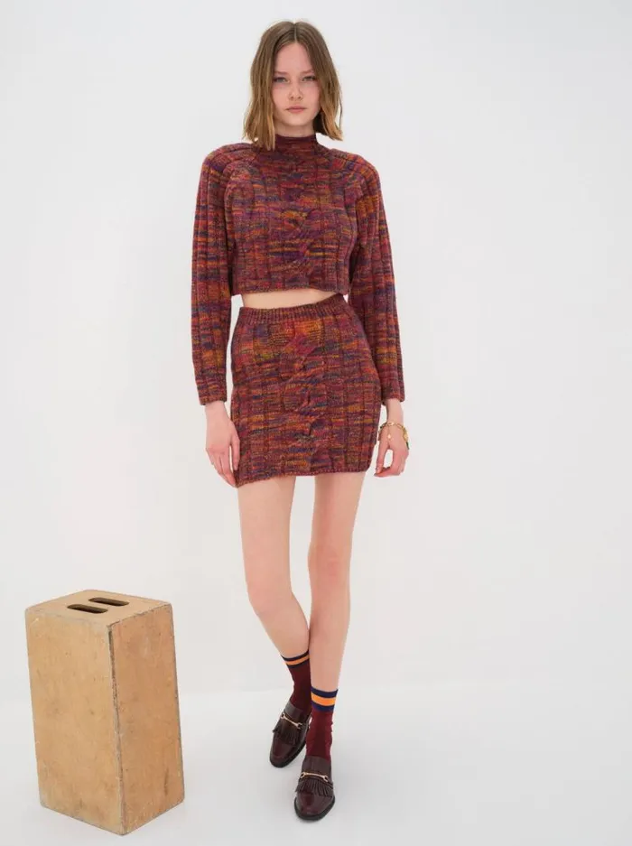 For Love and Lemons Tops Ruby Cropped Turtleneck Brown 8211 Women For Love and Lemons Tops Ruby Cropped Turtleneck Brown 8211 Women