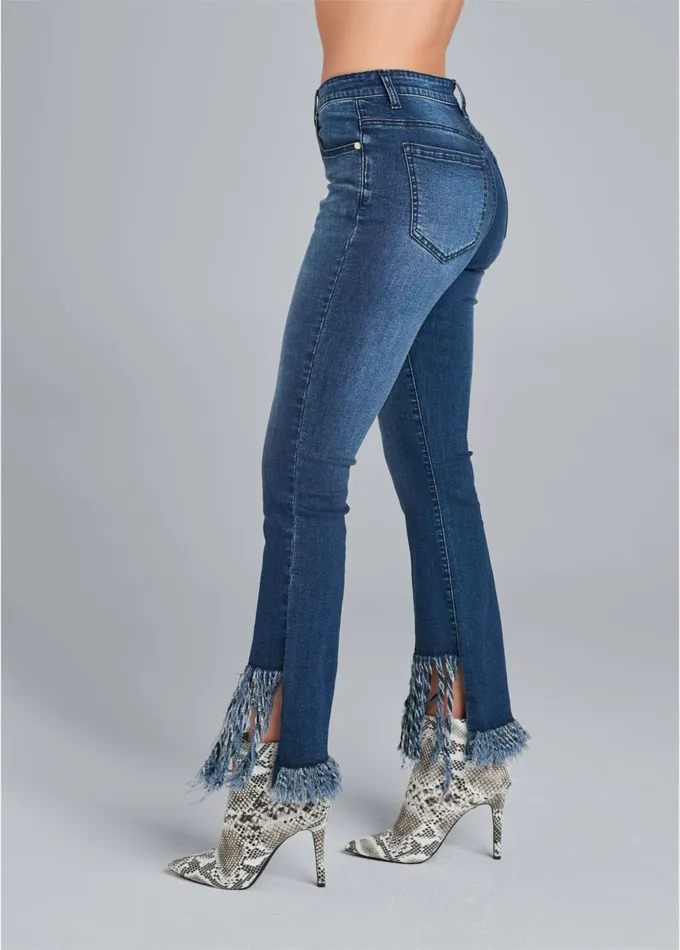 FRAYED HEM JEANS Dark Wash Women VENUS Novelty Jeans