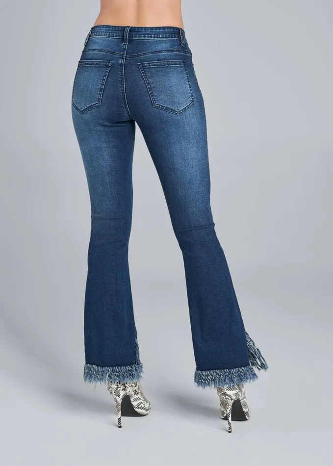 FRAYED HEM JEANS Dark Wash Women VENUS Novelty Jeans