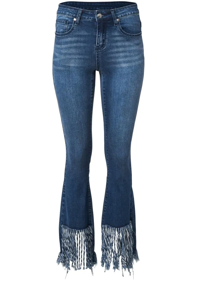 FRAYED HEM JEANS Dark Wash Women VENUS Novelty Jeans