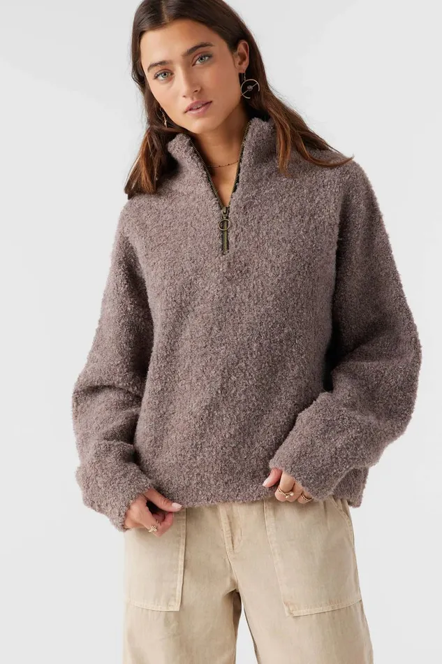 GEORGIANA MOCKNECK HALFZIP SWEATER Deep Taupe Women O039NEILL Clothing