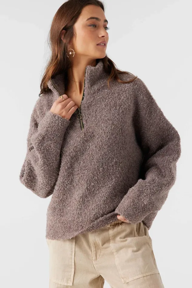 GEORGIANA MOCKNECK HALFZIP SWEATER Deep Taupe Women O039NEILL Clothing