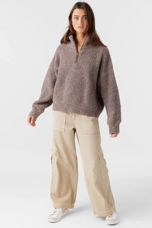 GEORGIANA MOCKNECK HALFZIP SWEATER Deep Taupe Women O039NEILL Clothing