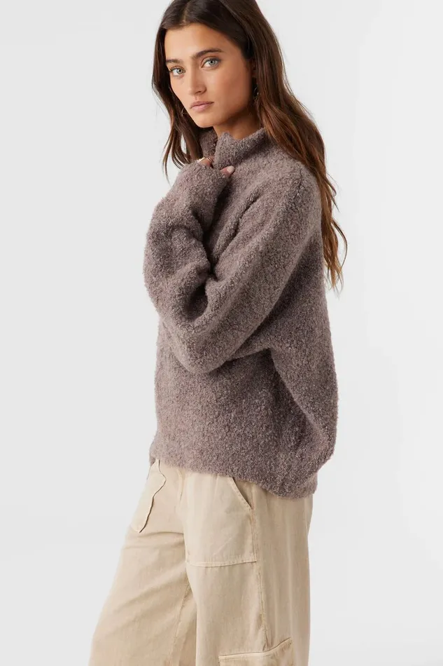 GEORGIANA MOCKNECK HALFZIP SWEATER Deep Taupe Women O039NEILL Clothing