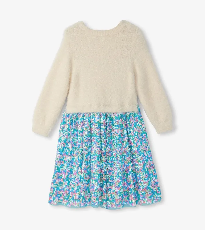 Girls Cami Lace Fuzzy Mixed Sequin Skirt Dress Hatley