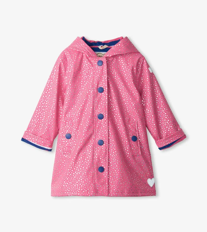 Girls Glitter Hearts ButtonUp Rain Jacket Hatley