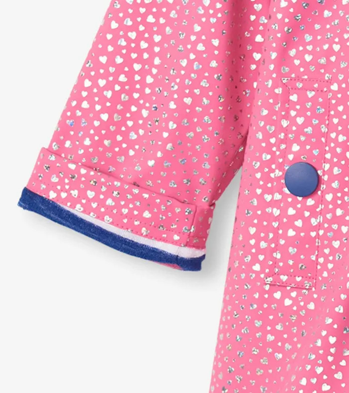 Girls Glitter Hearts ButtonUp Rain Jacket Hatley