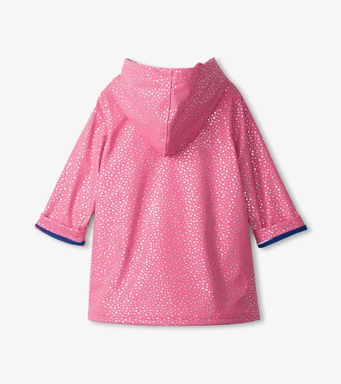 Girls Glitter Hearts ButtonUp Rain Jacket Hatley