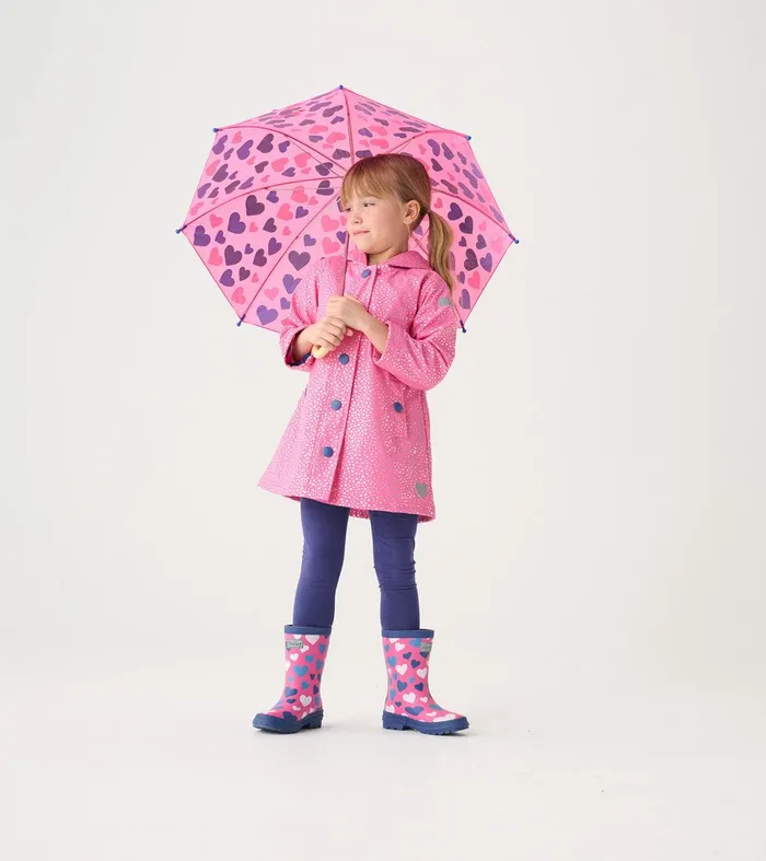 Girls Glitter Hearts ButtonUp Rain Jacket Hatley