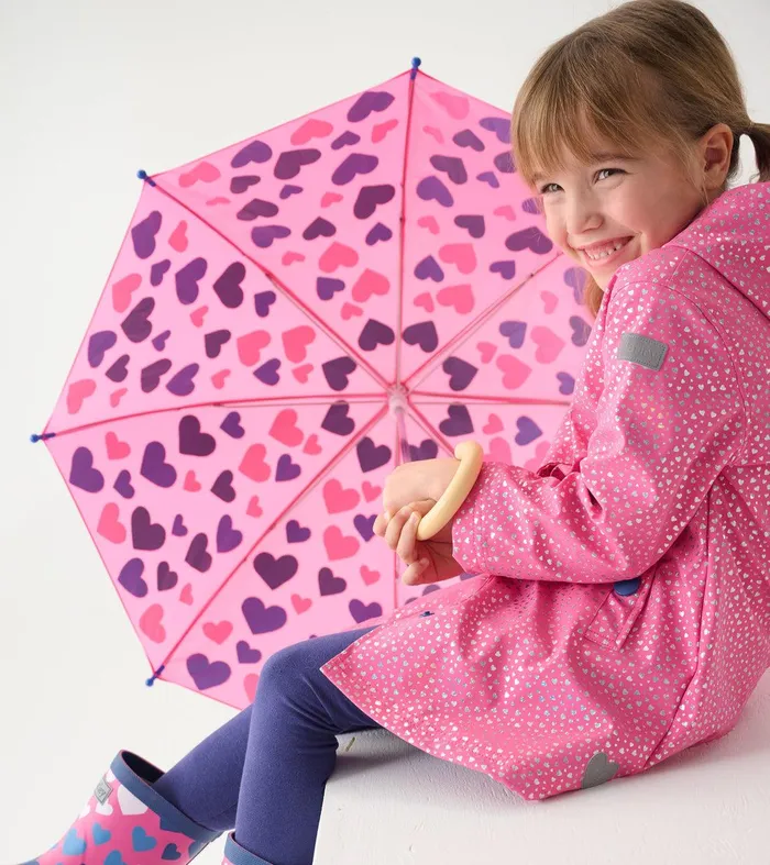 Girls Glitter Hearts ButtonUp Rain Jacket Hatley