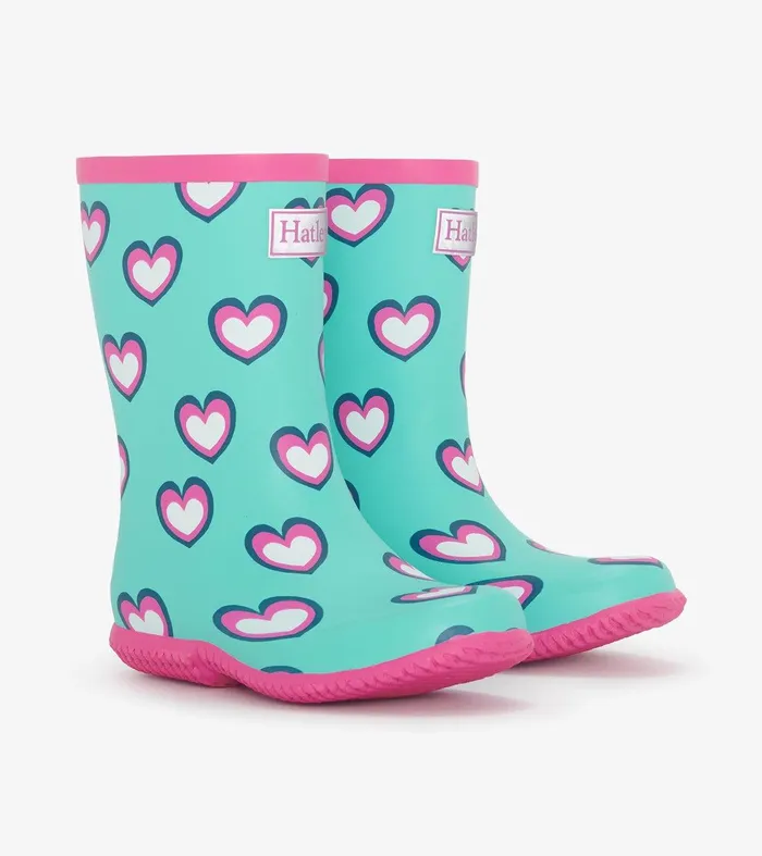 Girls Hearts Packable Rain Boots Hatley