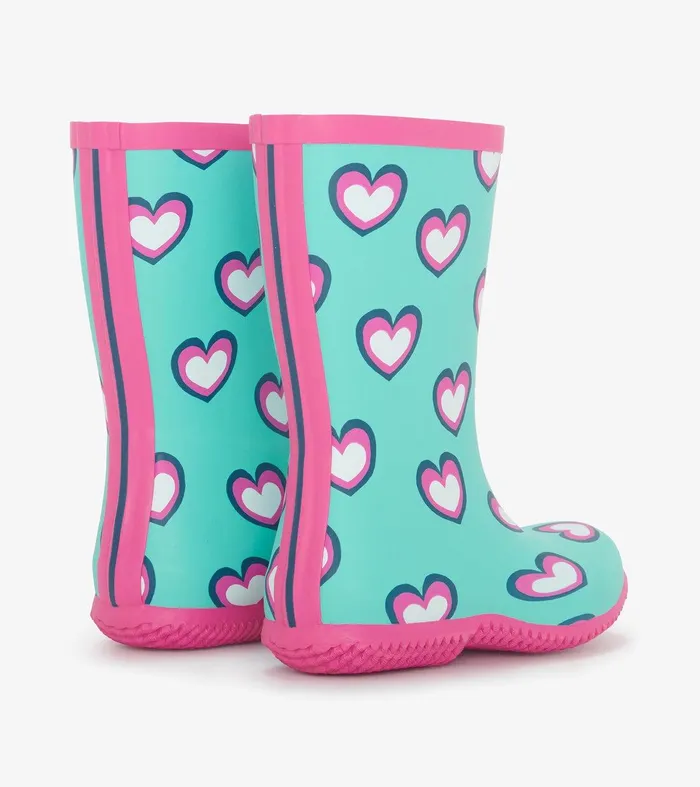 Girls Hearts Packable Rain Boots Hatley