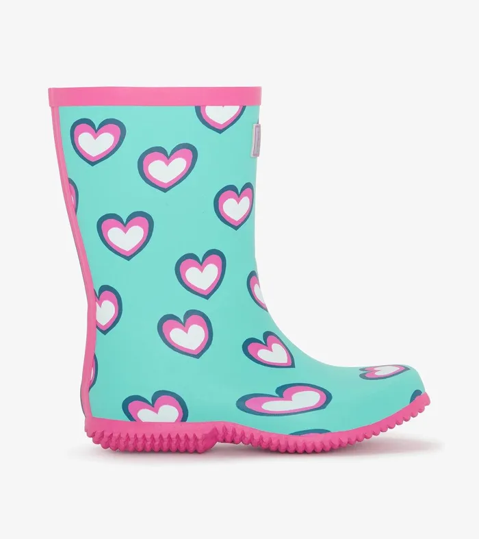Girls Hearts Packable Rain Boots Hatley