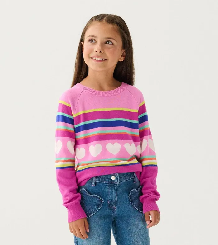 Girls Rainbow Heart Sweater Hatley