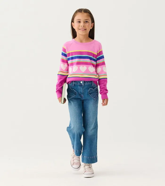 Girls Rainbow Heart Sweater Hatley
