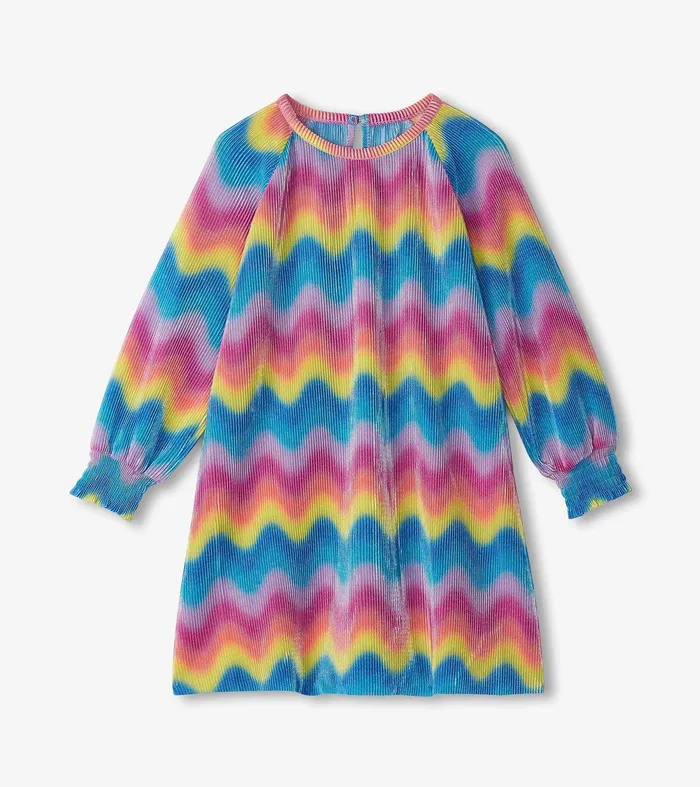 Girls Rainbow Wave Pleated ALine Dress Hatley