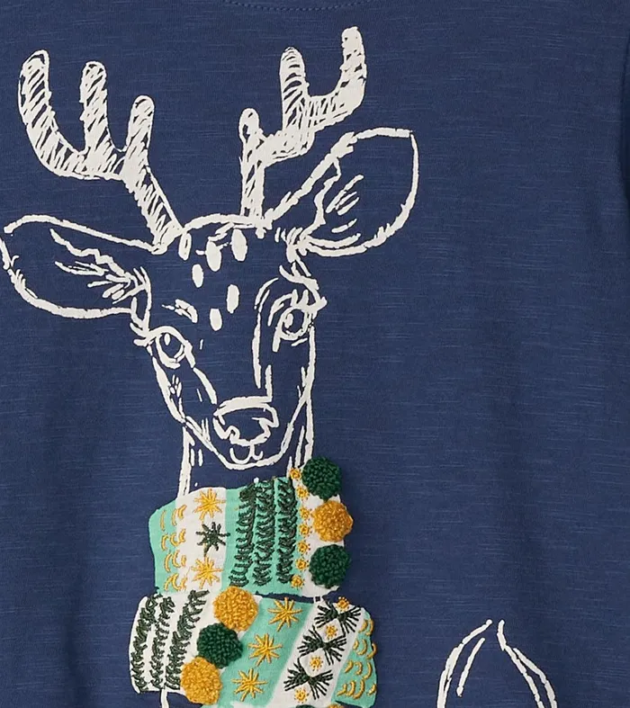 Girls Reindeer Scarf TShirt Hatley